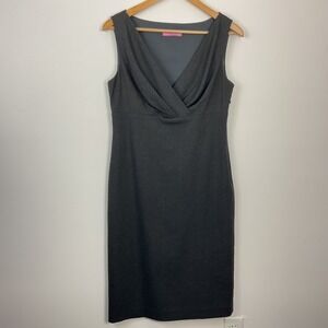 Eliza J Charcoal Grey Surplice V-Neck Sleeveless Sheath Dress